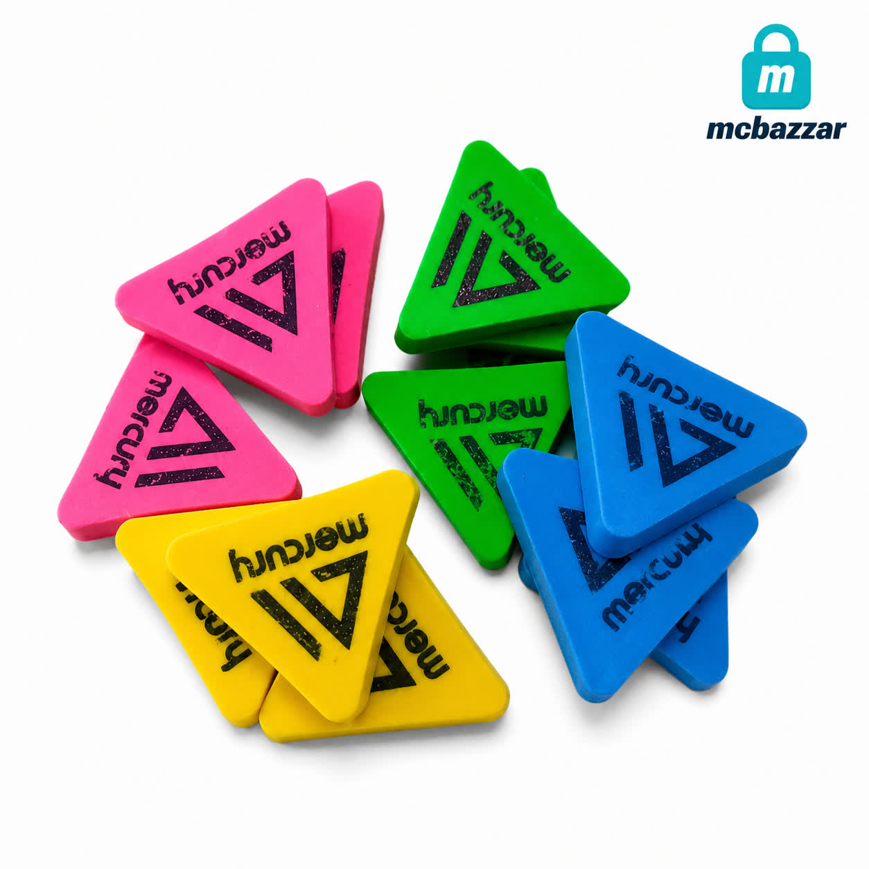 Eraser – Mercury Triangle Color Eraser 12 Pcs