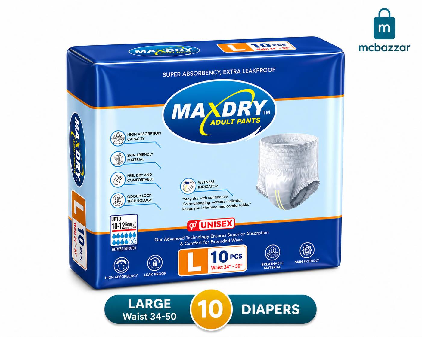 Maxdry Adult Pants L (large) 10 Pcs