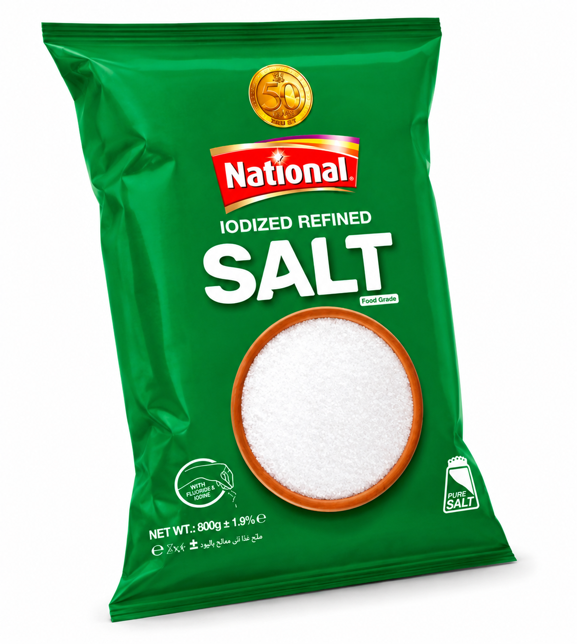 National Iodized Refined Salt 800g نمک