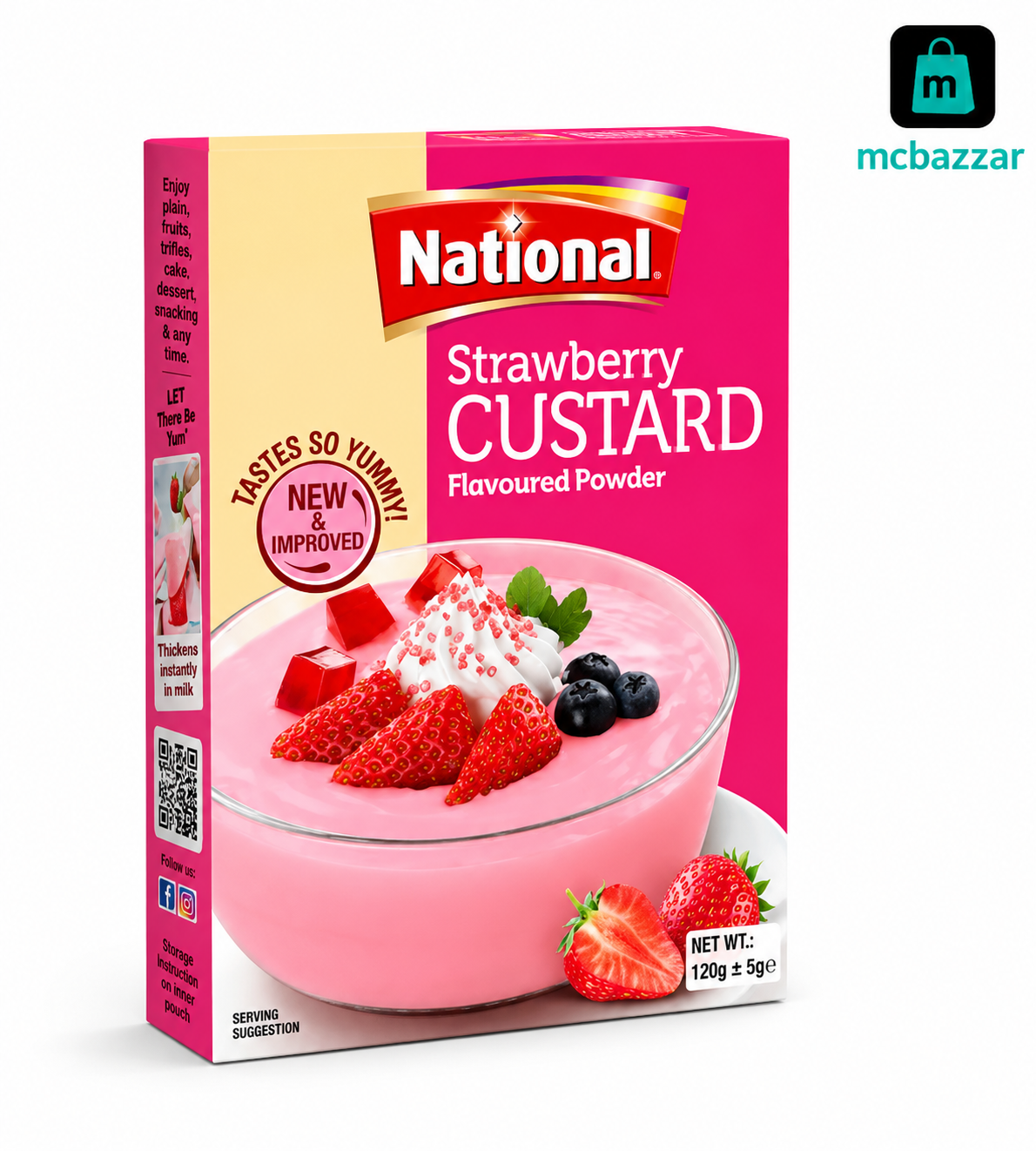 National Custard Strawberry Flavoured 120g+5g نیشنل کسٹرڈ اسٹابری فلیور