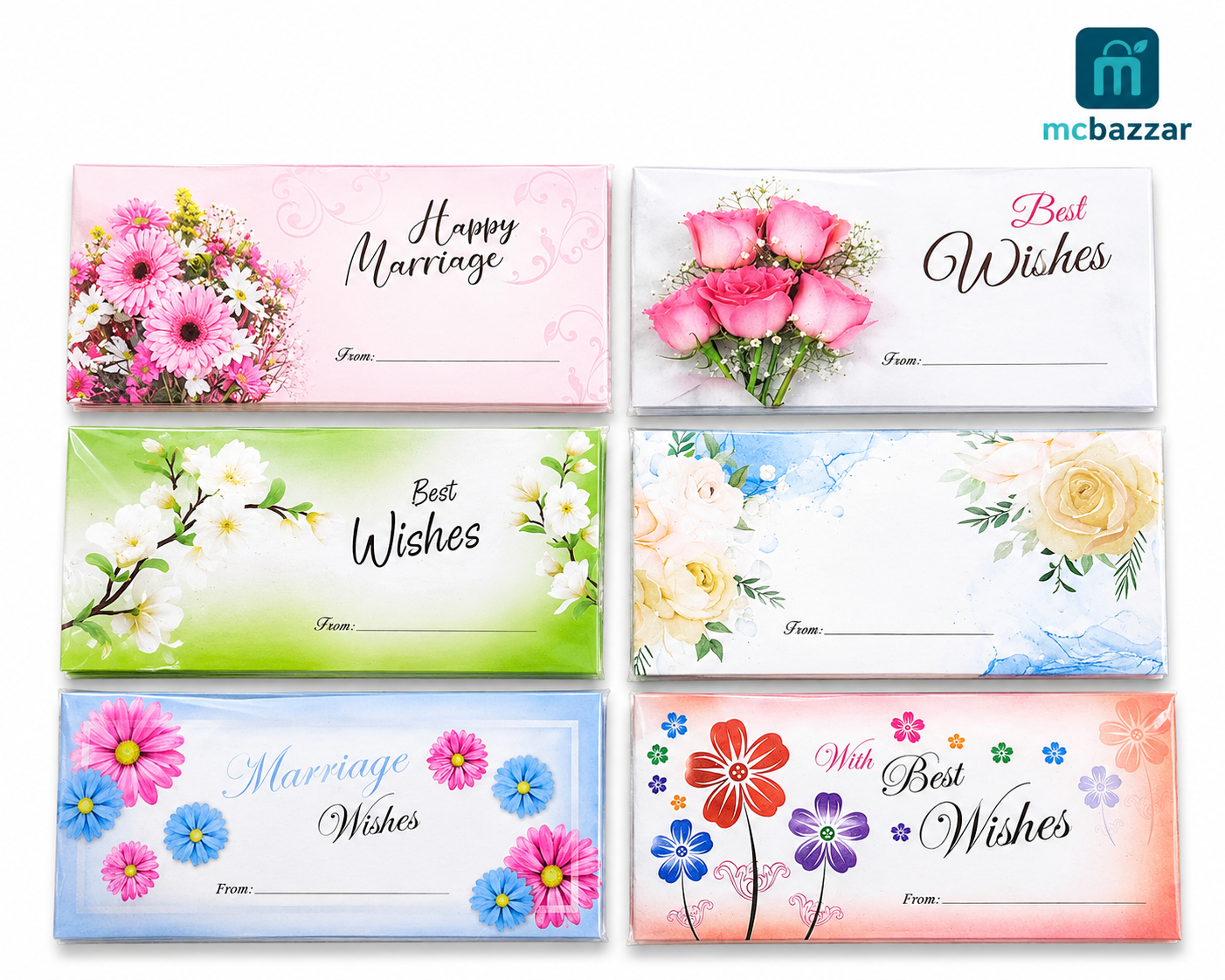 Wedding & Best Wishes Gift Envelopes Paper– (Assorted Pack 20PCS)