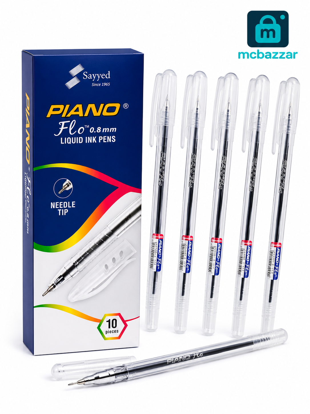 Piano Flo 0.8mm Liquid ink Pen 10Pcs