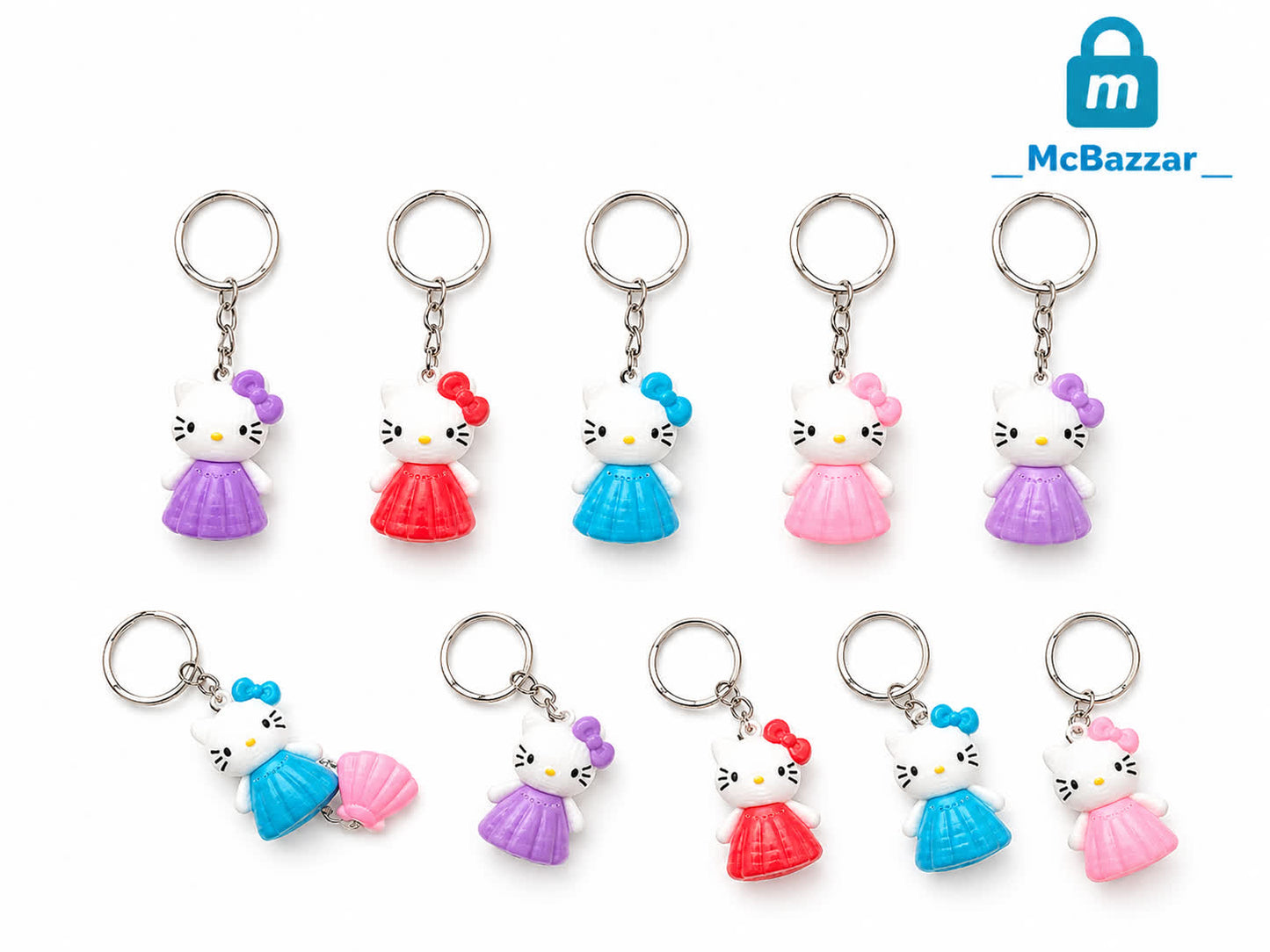 Cat Doll Keychain – Colorful Dress Cartoon Key Ring for Girls (1Pc)