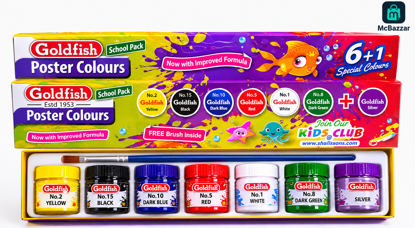 Goldfish Poster Colours 6+1 School Pack