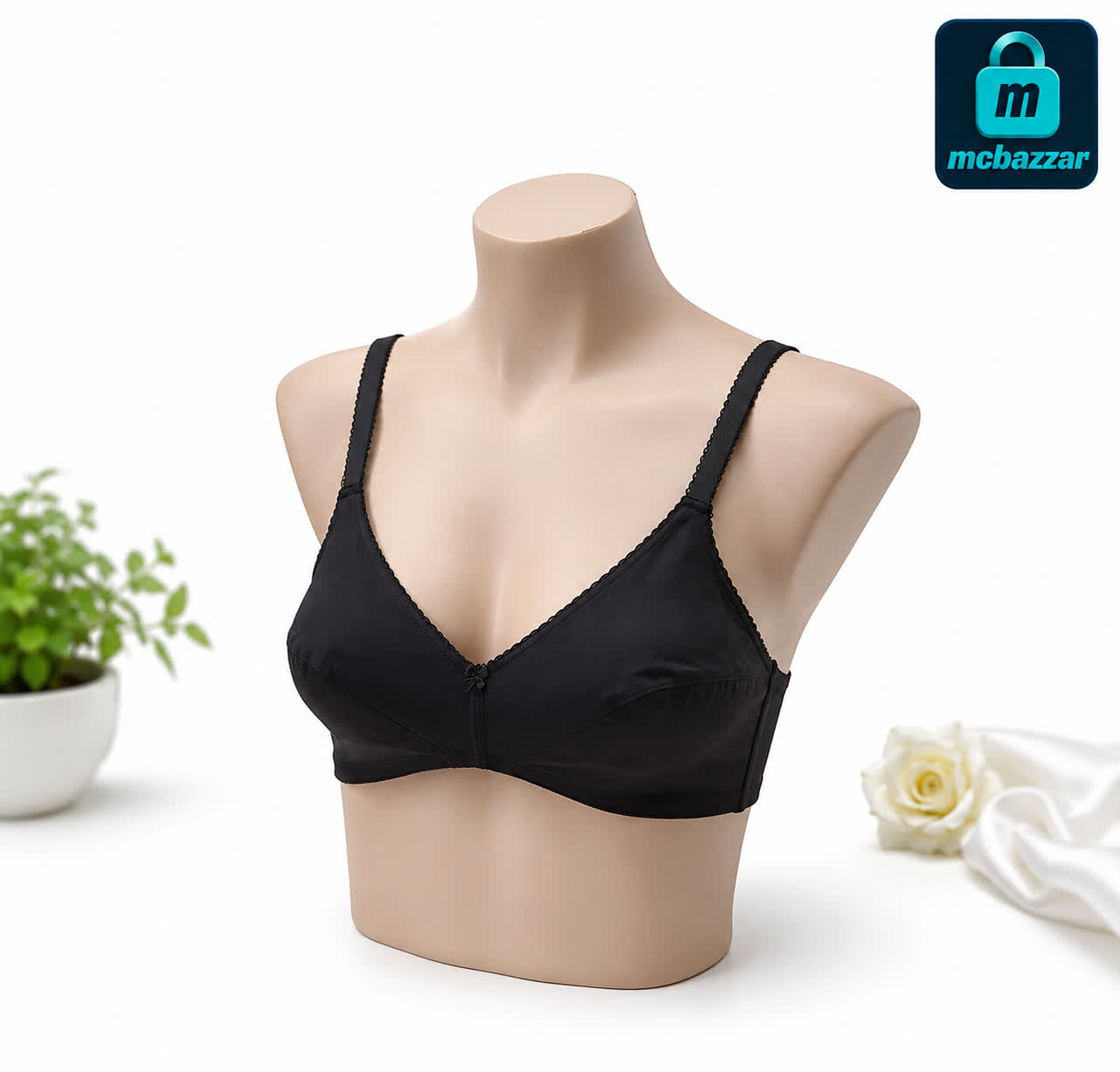 IFG Classic Bra – B Cup Full Coverage Cotton Size 30 to 42 (Black & Skin Colour)