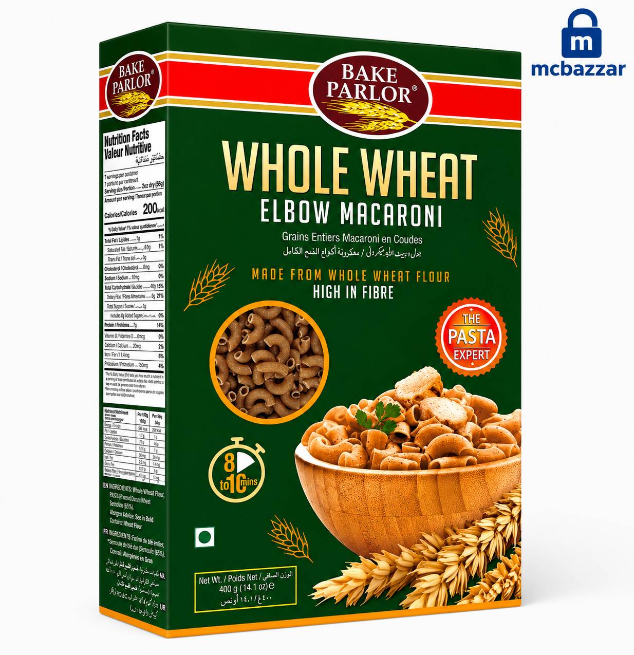 Whole Wheat Elbow Macaroni 400g - Bake Parlor