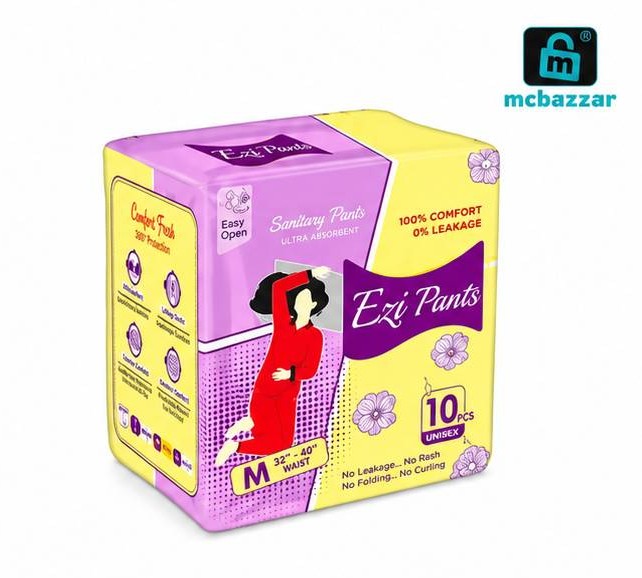Ezi Pants Sanitary Pants Pad - Medium 10Pcs Waist (32"- 40")