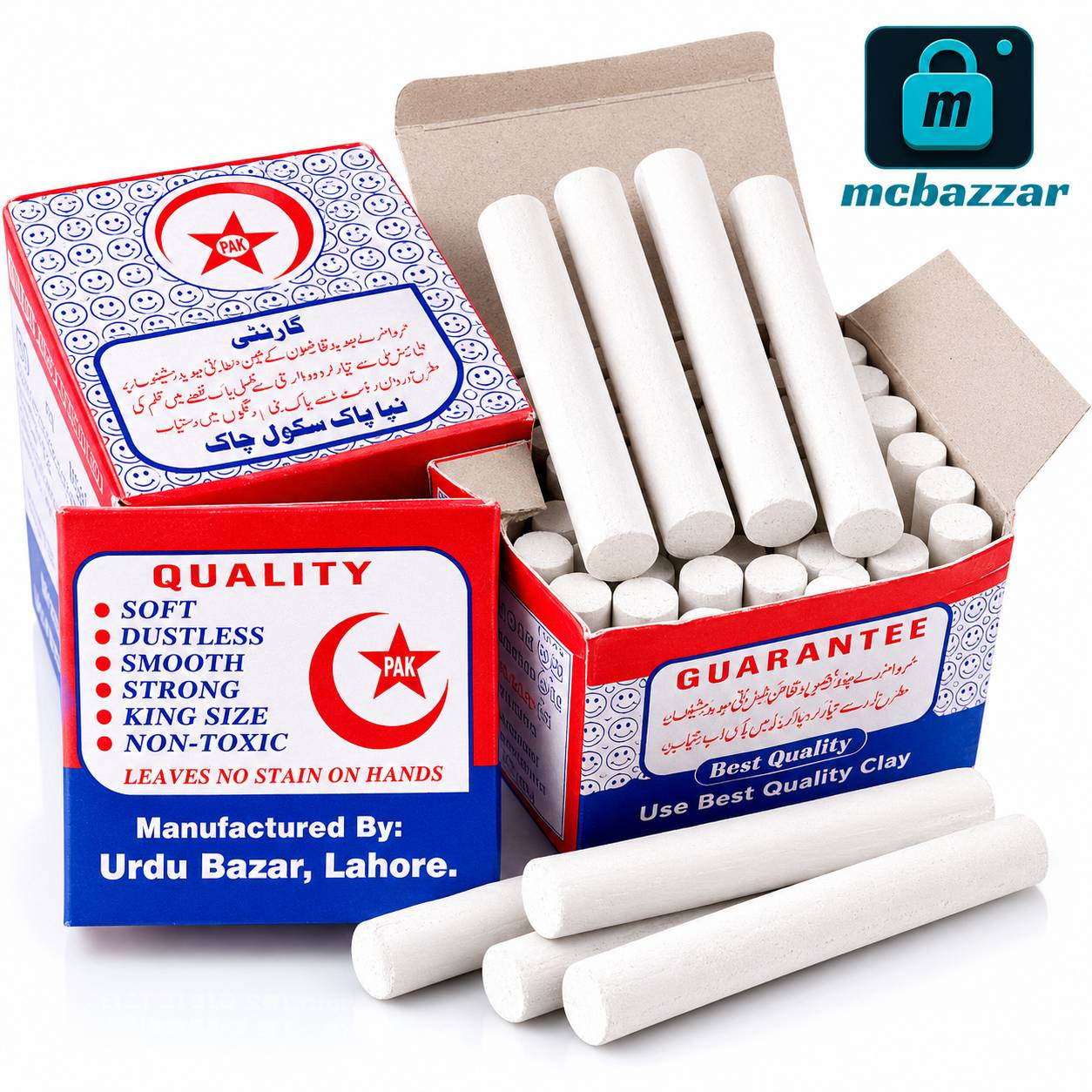 White Chalk Sticks Pack – Non-Toxic Smooth Writing Classroom Chalk 3Pcs