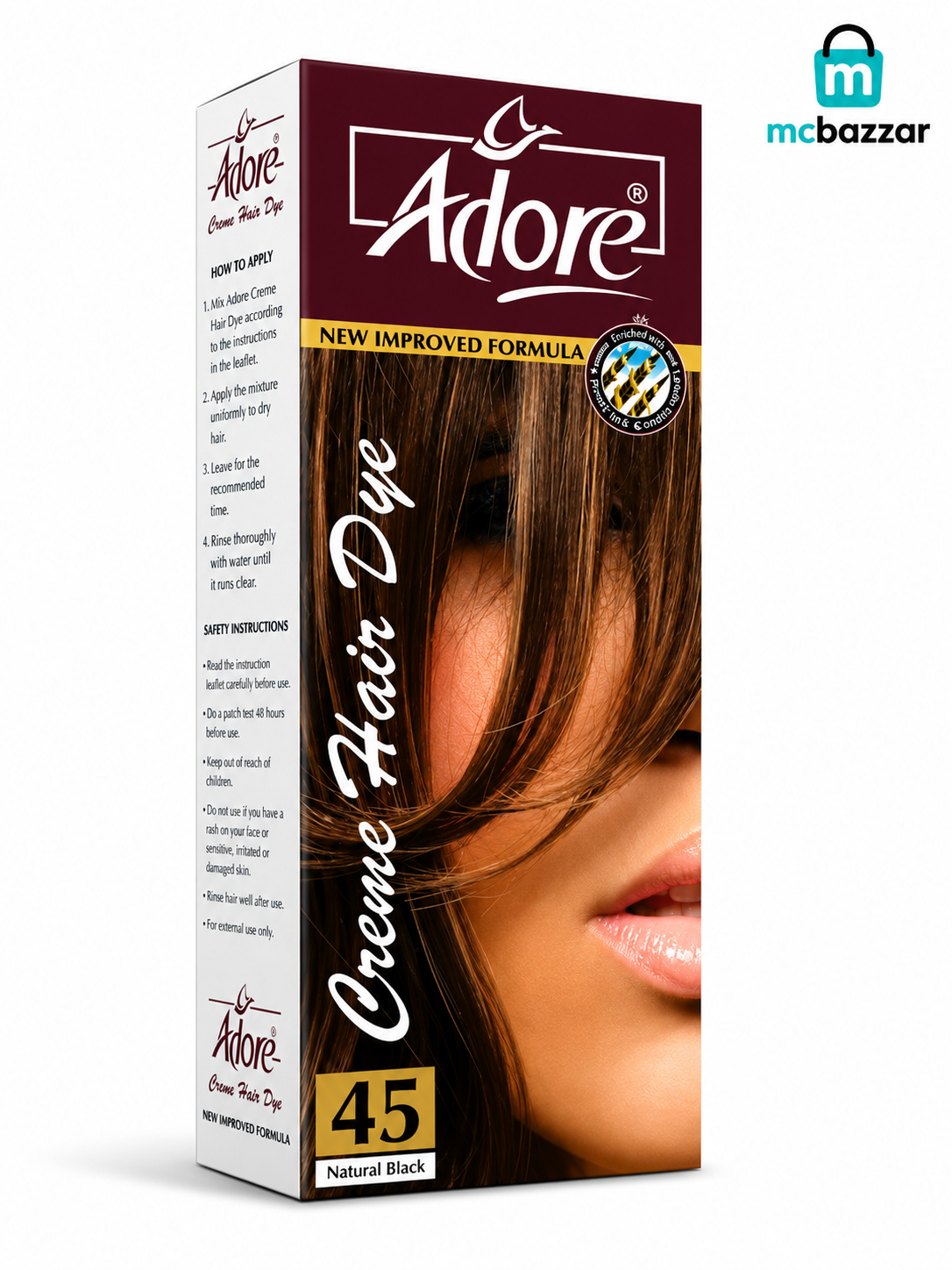 Adore Creme Hair Dye – Natural Black 45 Small Pack