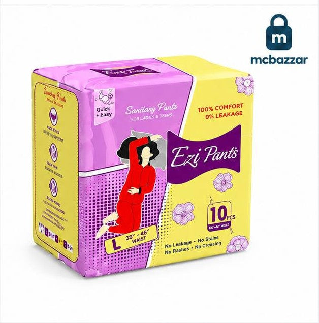 Ezi Pants Sanitary Pants Pad - Large 10Pcs Waist (38"- 46")
