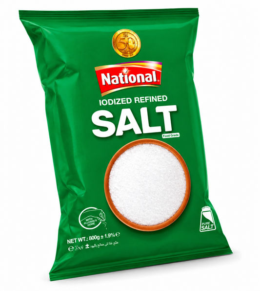 National Iodized Refined Salt 800g نمک