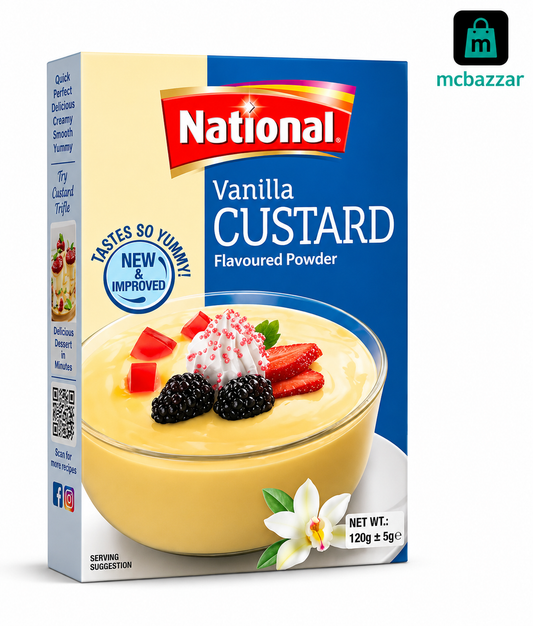 National Vanilla Custard Powder 120g+5g نیشنل کسٹرڈ پاؤڈر