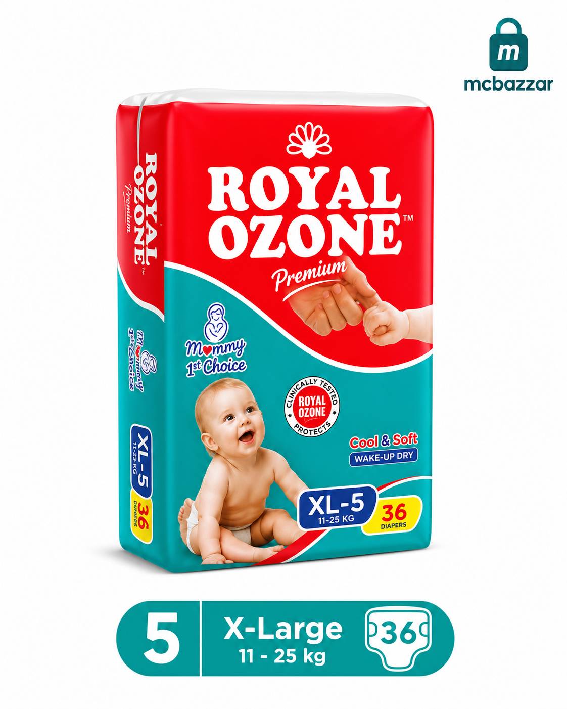 Royal Ozone Baby Diapers No 5 X-L Size - 36Pcs