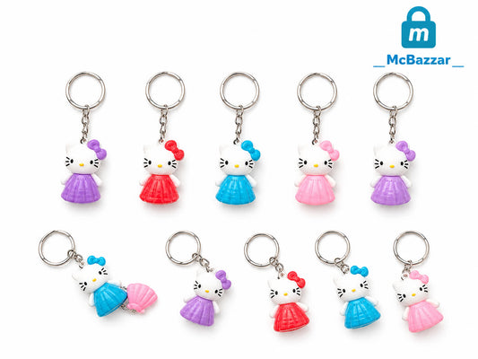 Cat Doll Keychain – Colorful Dress Cartoon Key Ring for Girls (1Pc)
