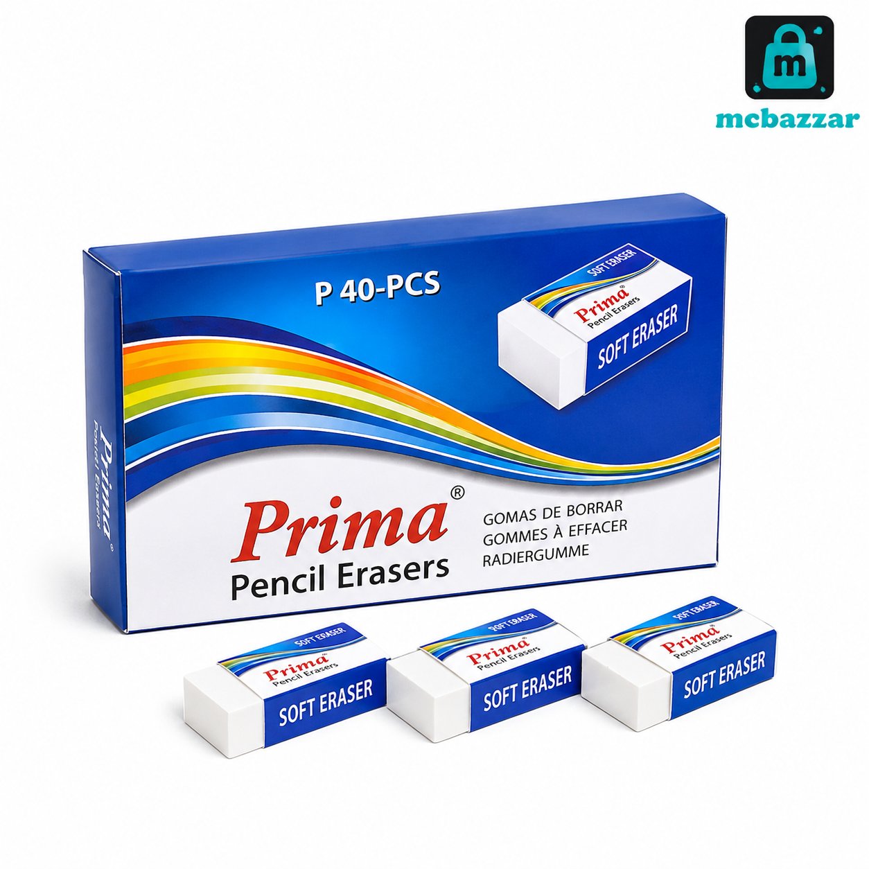 Prima Soft Pencil Erasers Box Pack 40 PCS