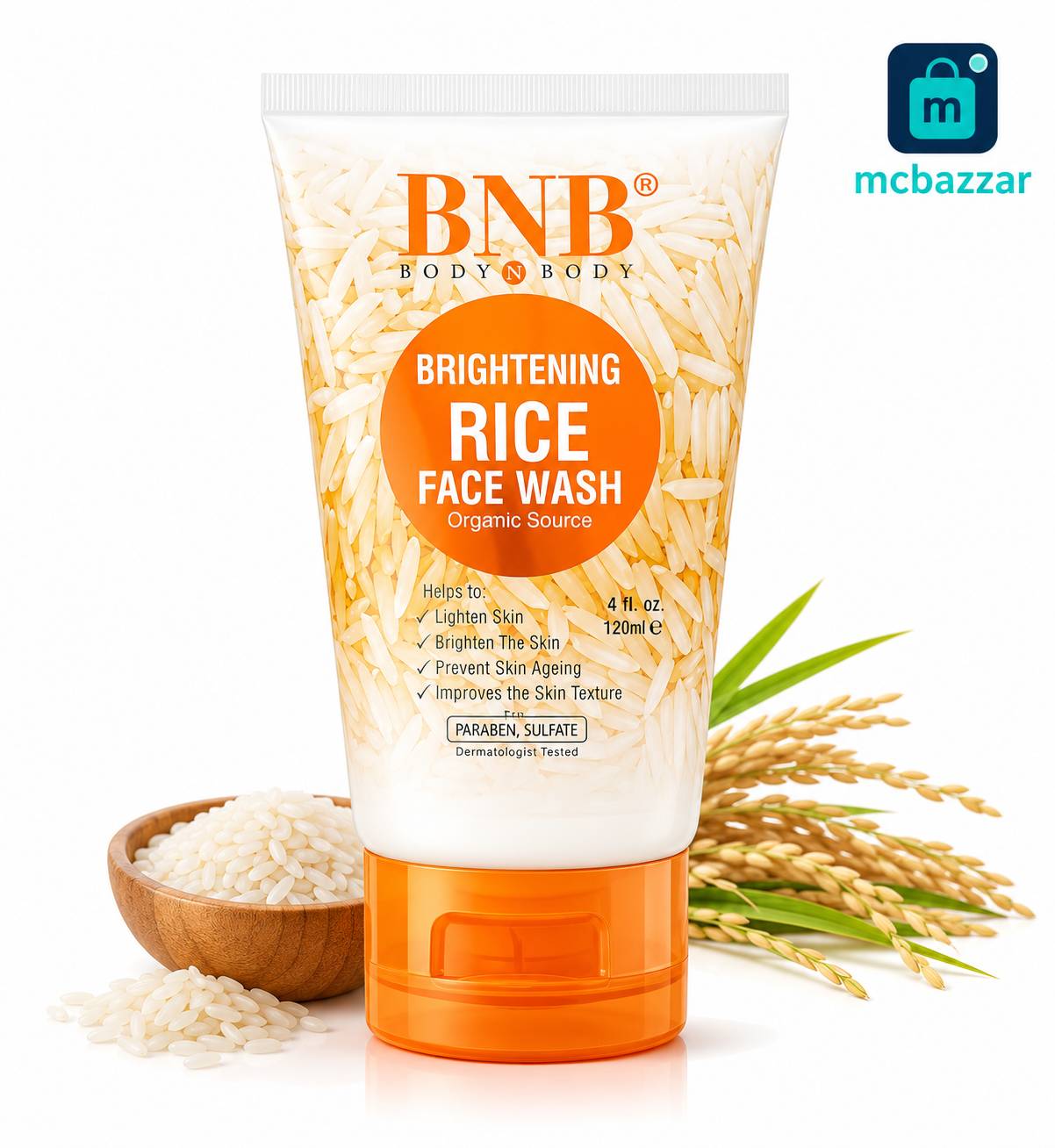 BNB Brightening Rice Face Wash Organic Source 120ml