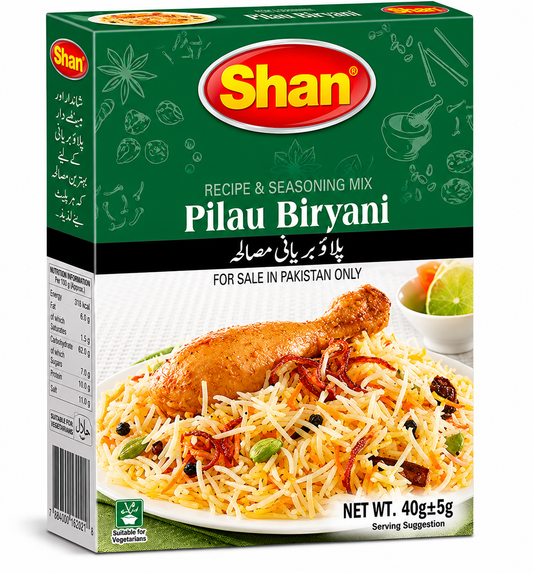 Shan Pilau Biryani Masala Recipe Mix 40g+5g پلاؤ بریانی مصالحہ