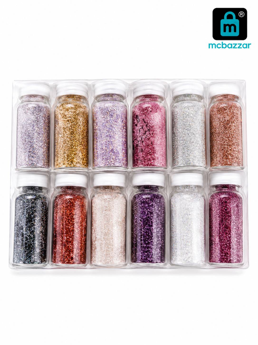 12 Colors Glitter Powder Set – Decorative Art & Craft Sparkle Jars