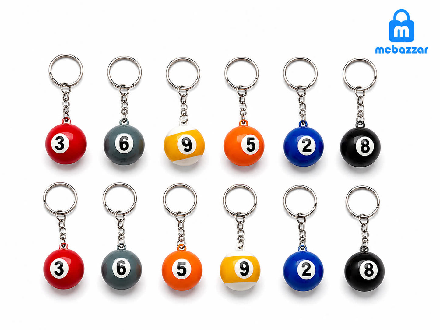 Billiard Ball Keychain – Assorted Colors (1Pc)