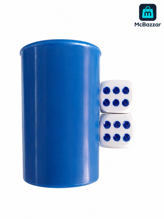 Ludo Dice Set – 2 white Dice with 1 Basket Small Size