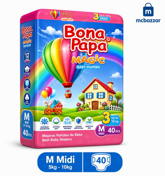Bona Papa Baby Diapers 3 M Midi - 5kg to 10kg - 40 Pcs