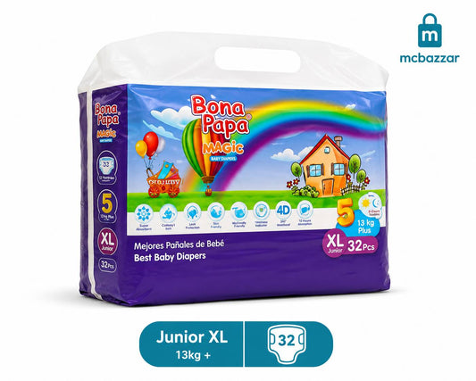 Bona Papa Baby Diapers 5 XL Junior - 13kg Plus - 32 Pcs
