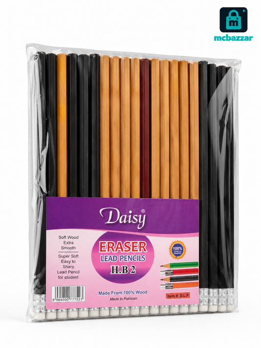 Daisy Wooden Pencil with Rubber Tip (12Pcs)