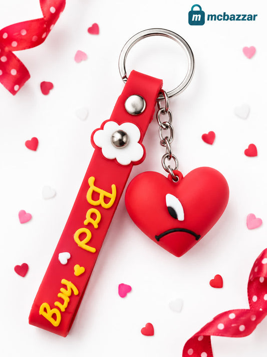 Sad Heart Keychain with Strap (1Pc)